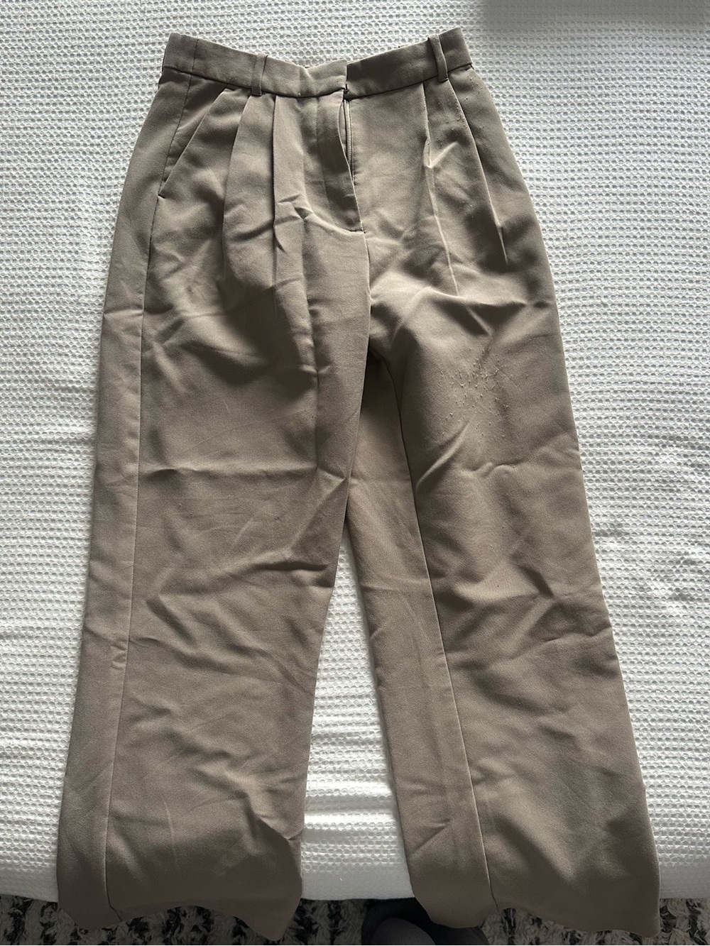 Abercrombie & Fitch Beige Wide-Leg Trousers